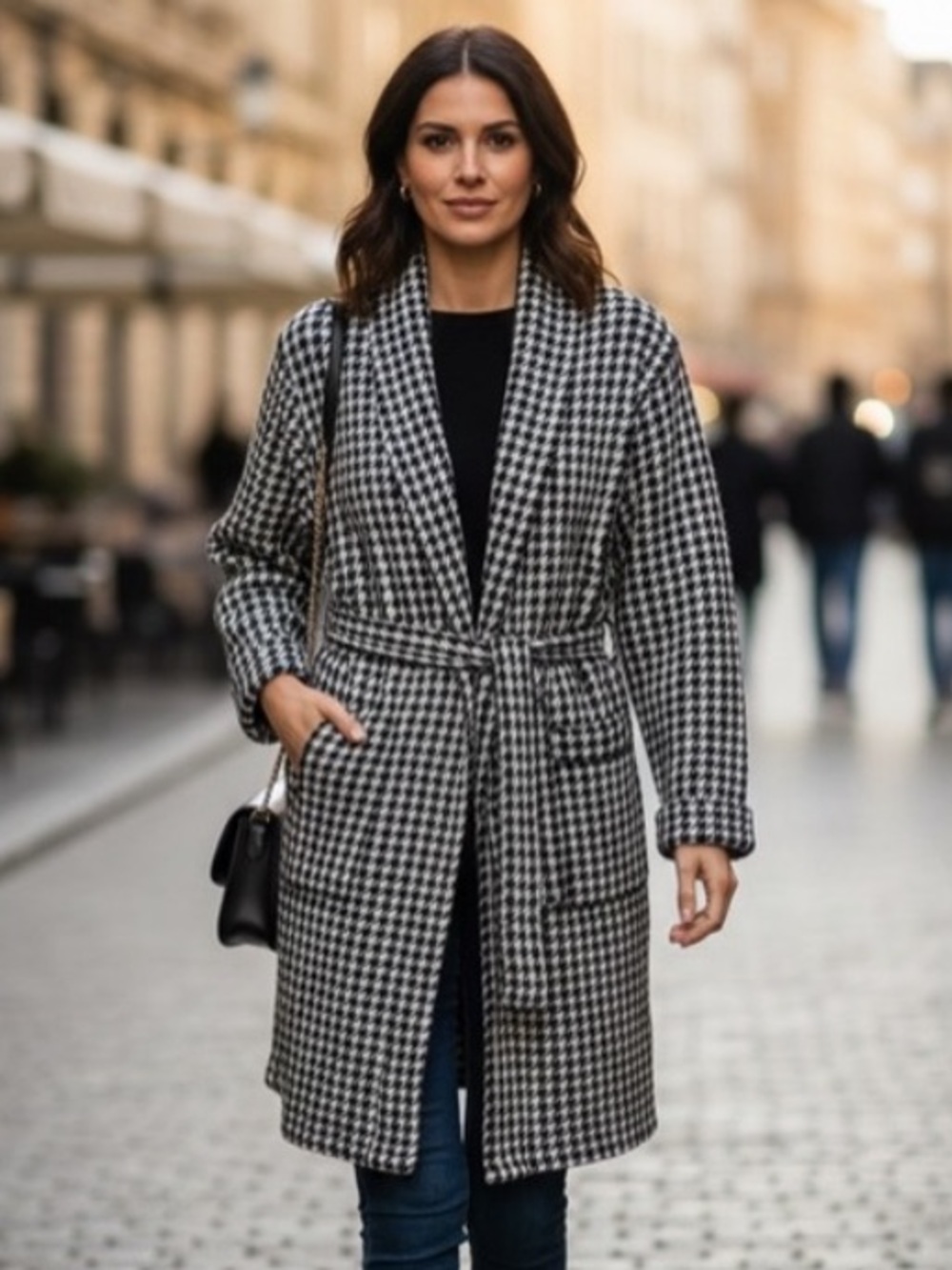 Australia Lambswool Angora Houndstooth Cardigan L